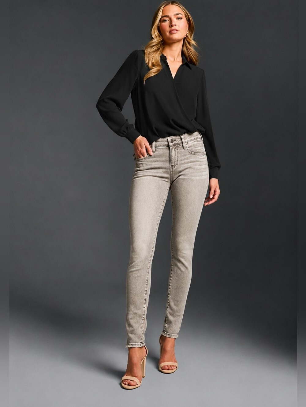 ❤️ BUCKLE (BKE) BLACL FIT NO. 53 SKINNY JEANS, GRAY, 4 (27)